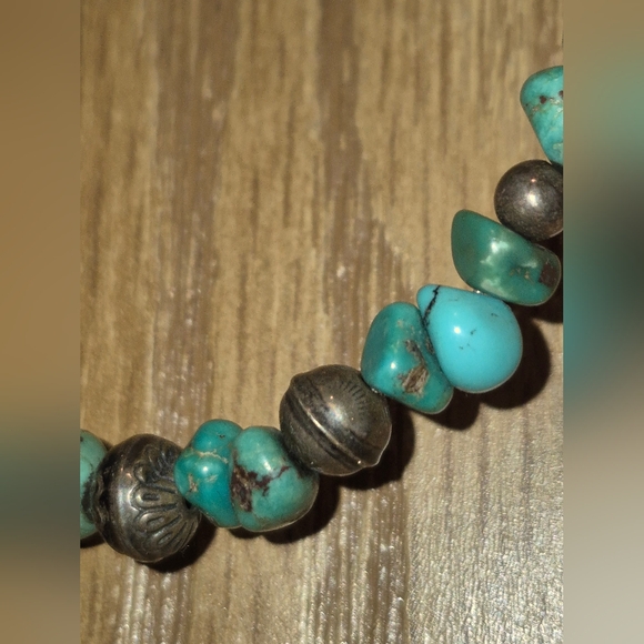 Native American Turquoise Bead Sterling Silver Necklace 19" - Picture 16 of 16